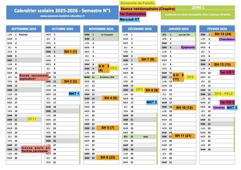 Calendrier 2025–2026 - 1